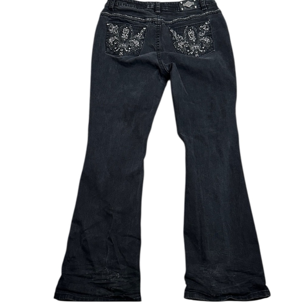 Sexy couture Black bootcut Jeans with Embellishments blinking pockets size 16